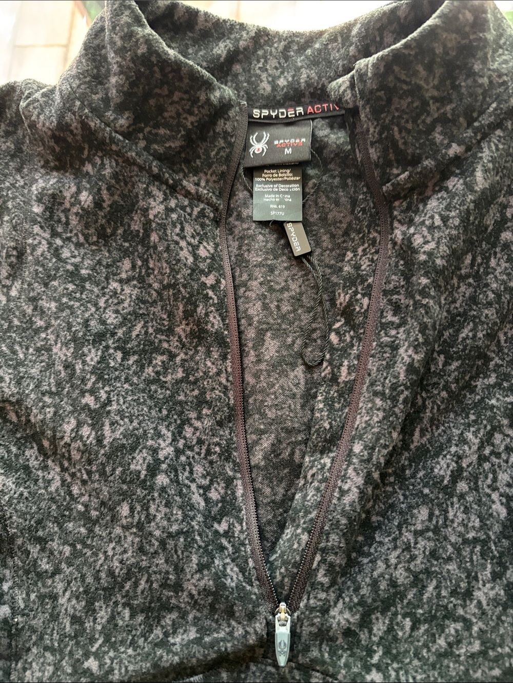 Spyder ActiV Quarter-Zip Fleece Pullover - Black/Purple Marled, NWOT, M
